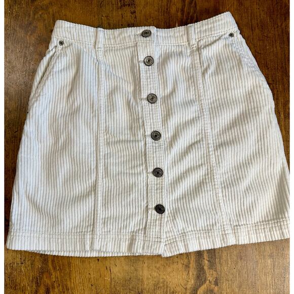 Abercrombie & Fitch Size XS Y2K Button Down Cream Corduroy Mini Skirt Preppy - Picture 1 of 6